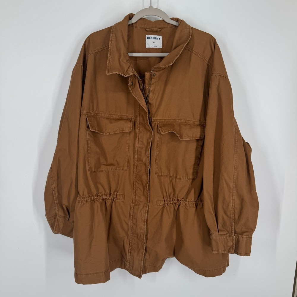 Old Navy Womens Plus 4X Brown Cinched Waist Utility Jacket